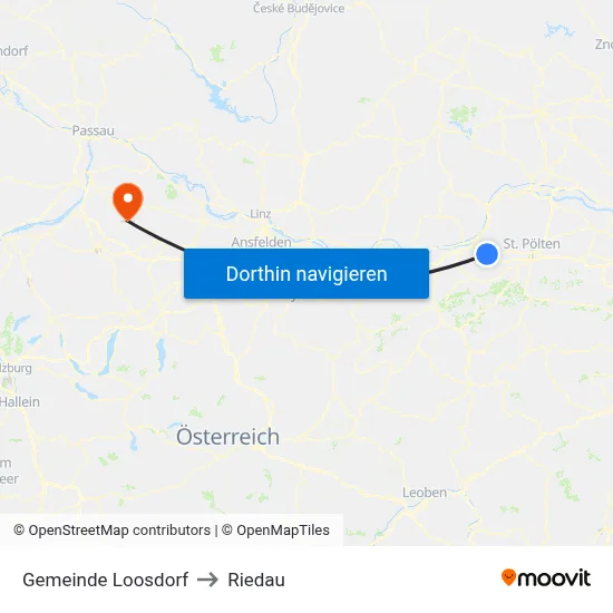 Gemeinde Loosdorf to Riedau map