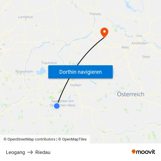 Leogang to Riedau map