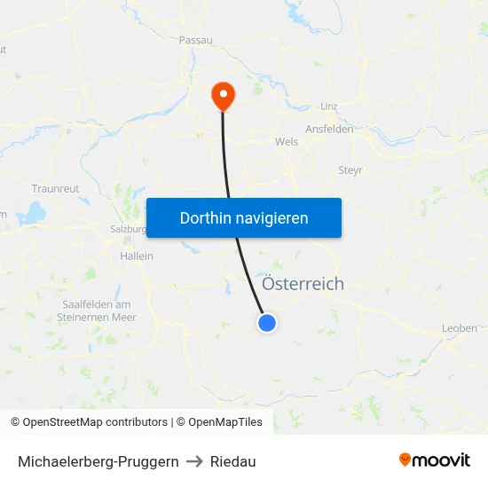 Michaelerberg-Pruggern to Riedau map
