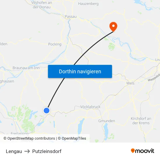 Lengau to Putzleinsdorf map