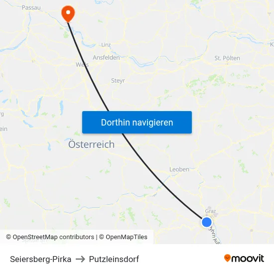 Seiersberg-Pirka to Putzleinsdorf map