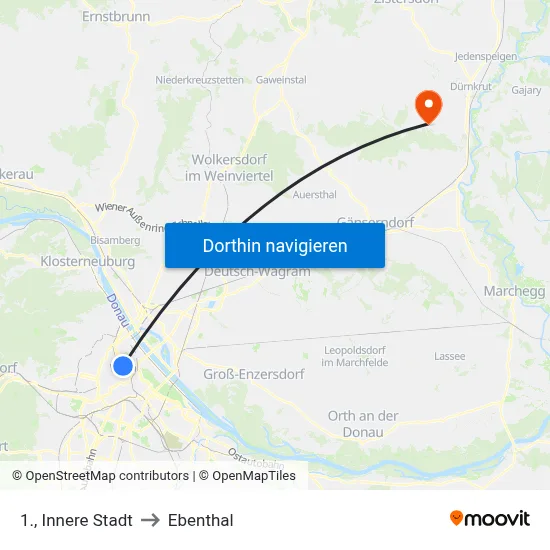 1., Innere Stadt to Ebenthal map