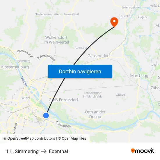 11., Simmering to Ebenthal map