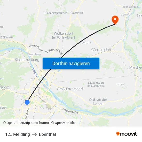12., Meidling to Ebenthal map