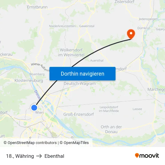 18., Währing to Ebenthal map
