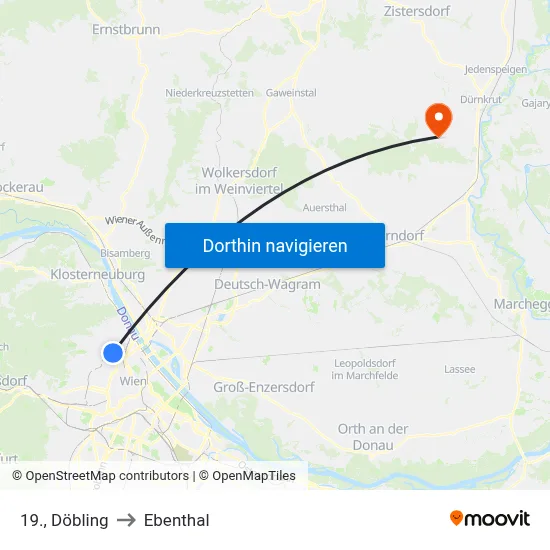 19., Döbling to Ebenthal map