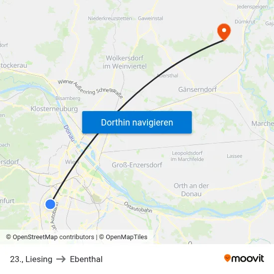 23., Liesing to Ebenthal map