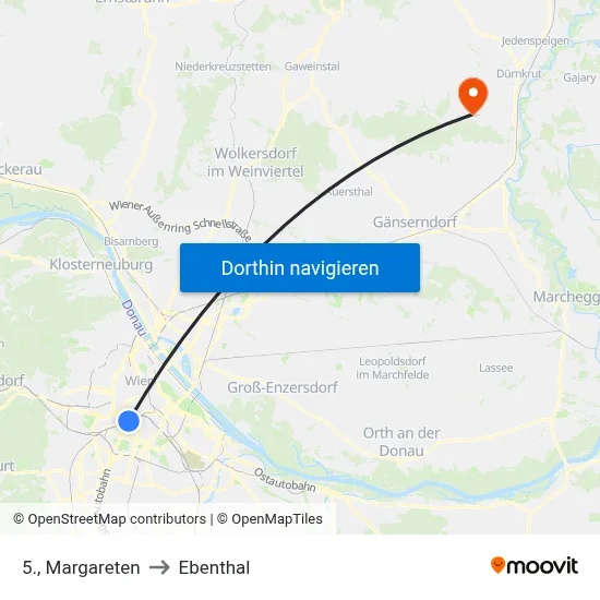5., Margareten to Ebenthal map