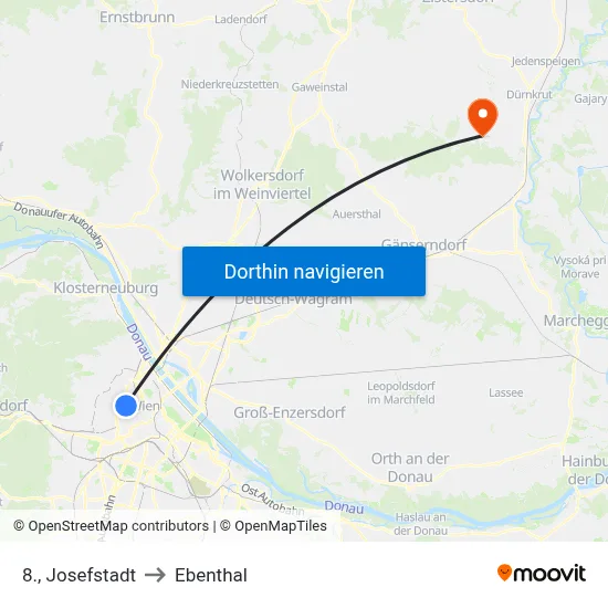 8., Josefstadt to Ebenthal map