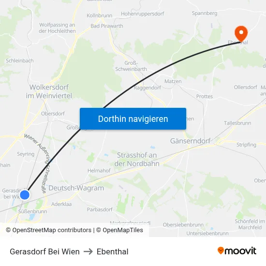Gerasdorf Bei Wien to Ebenthal map
