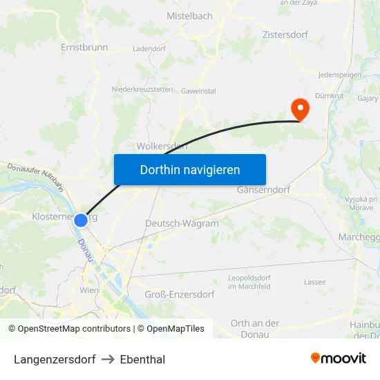 Langenzersdorf to Ebenthal map
