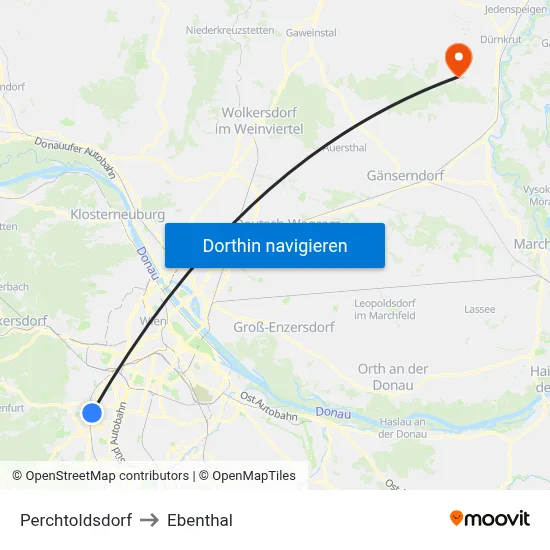 Perchtoldsdorf to Ebenthal map