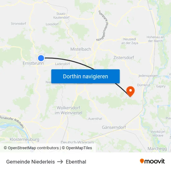 Gemeinde Niederleis to Ebenthal map