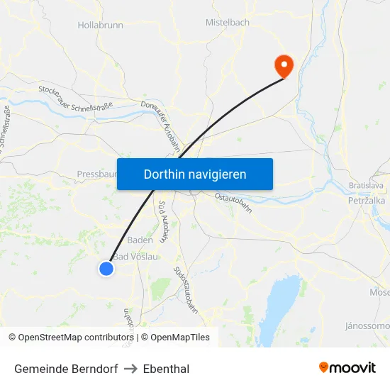 Gemeinde Berndorf to Ebenthal map