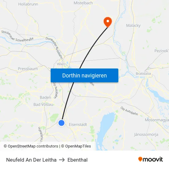 Neufeld An Der Leitha to Ebenthal map