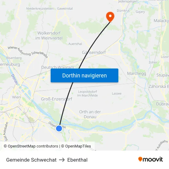 Gemeinde Schwechat to Ebenthal map