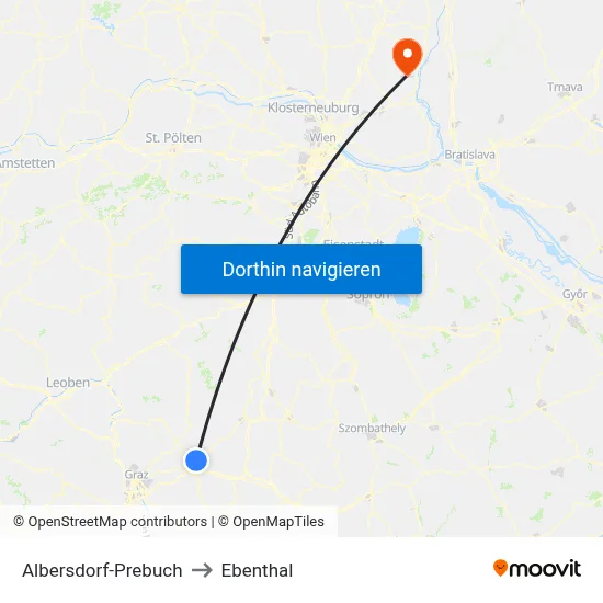Albersdorf-Prebuch to Ebenthal map