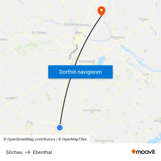 Söchau to Ebenthal map