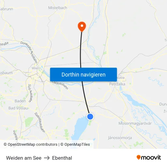 Weiden am See to Ebenthal map