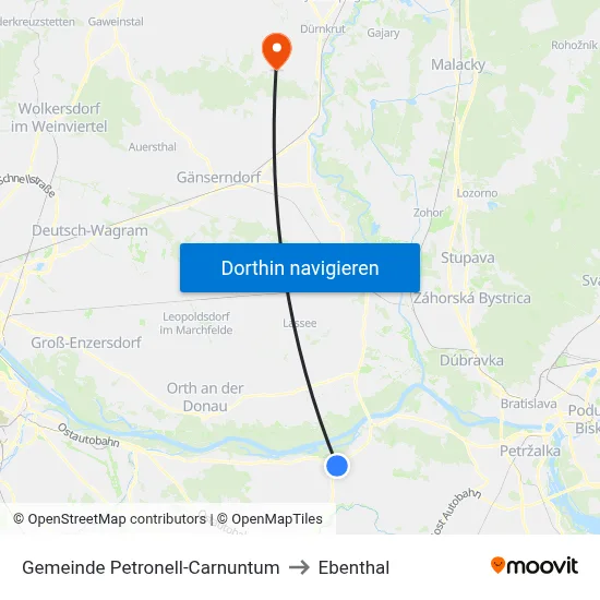 Gemeinde Petronell-Carnuntum to Ebenthal map