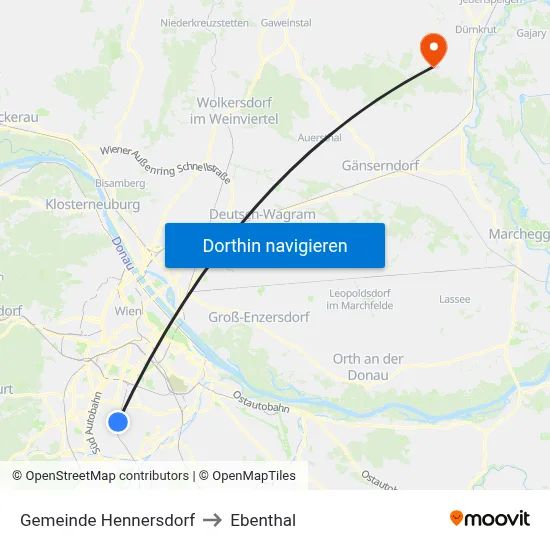Gemeinde Hennersdorf to Ebenthal map