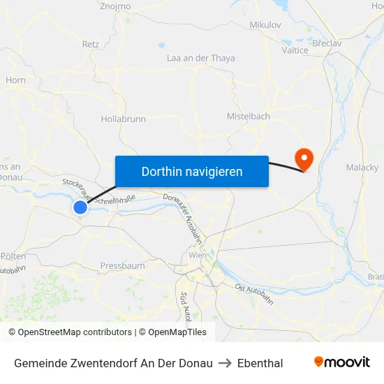 Gemeinde Zwentendorf An Der Donau to Ebenthal map