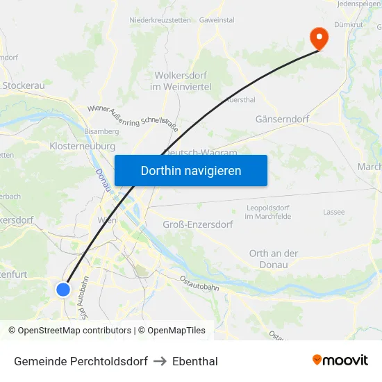 Gemeinde Perchtoldsdorf to Ebenthal map