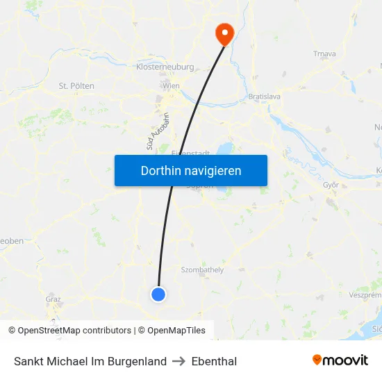 Sankt Michael Im Burgenland to Ebenthal map