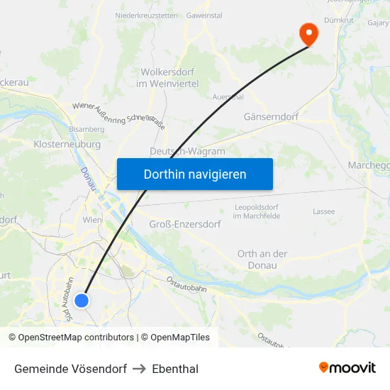 Gemeinde Vösendorf to Ebenthal map