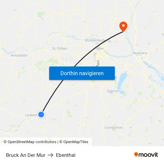 Bruck An Der Mur to Ebenthal map