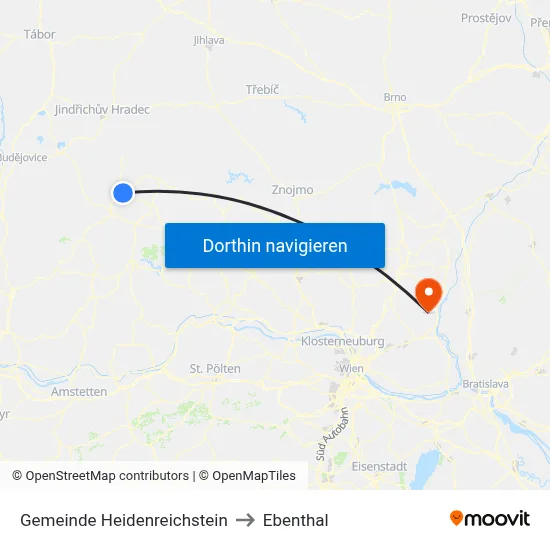 Gemeinde Heidenreichstein to Ebenthal map