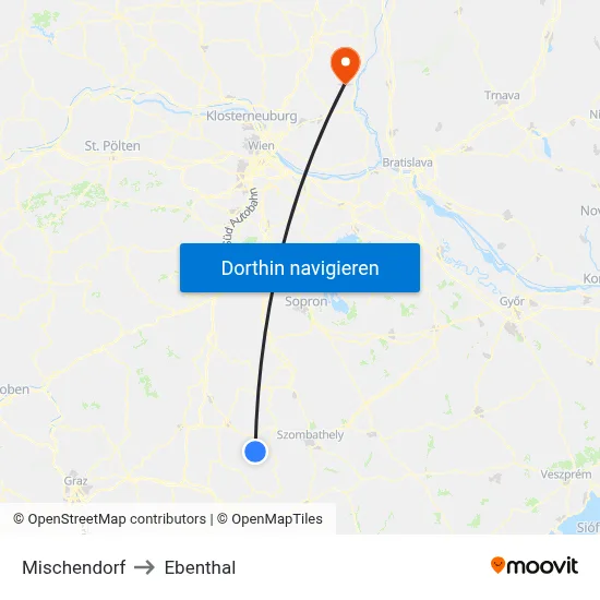 Mischendorf to Ebenthal map