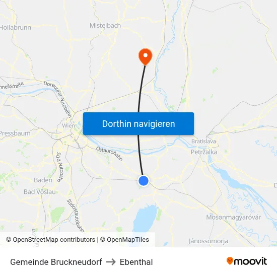 Gemeinde Bruckneudorf to Ebenthal map