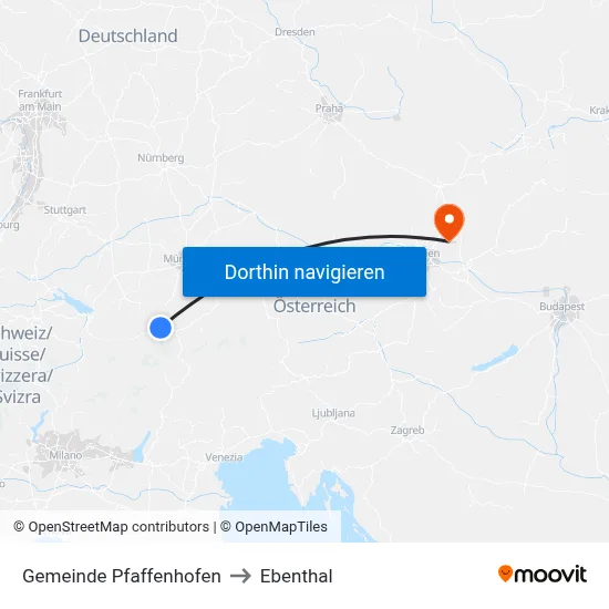 Gemeinde Pfaffenhofen to Ebenthal map