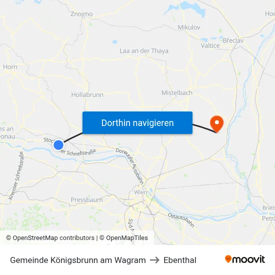 Gemeinde Königsbrunn am Wagram to Ebenthal map