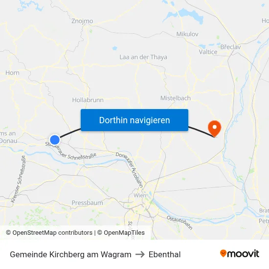 Gemeinde Kirchberg am Wagram to Ebenthal map