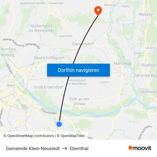 Gemeinde Klein-Neusiedl to Ebenthal map