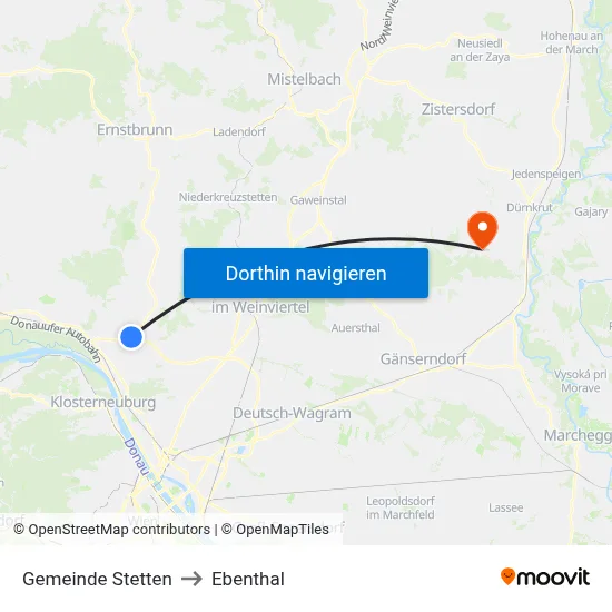 Gemeinde Stetten to Ebenthal map