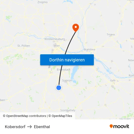 Kobersdorf to Ebenthal map