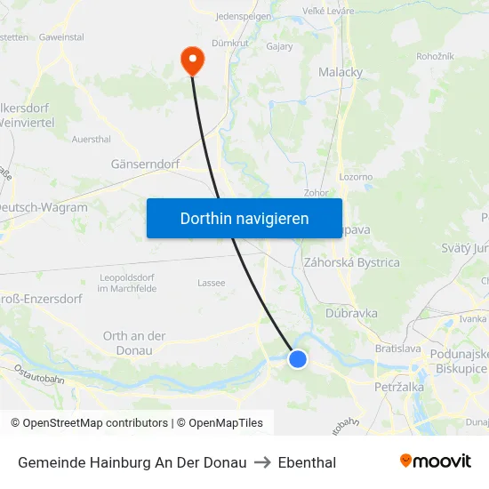 Gemeinde Hainburg An Der Donau to Ebenthal map