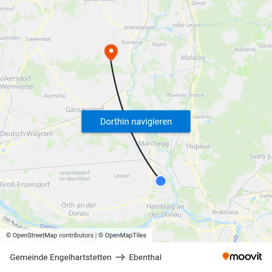 Gemeinde Engelhartstetten to Ebenthal map