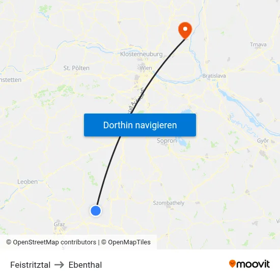 Feistritztal to Ebenthal map