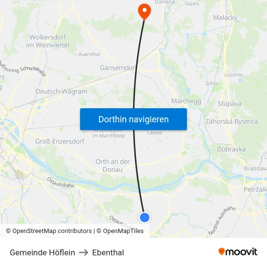 Gemeinde Höflein to Ebenthal map