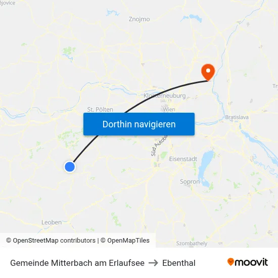 Gemeinde Mitterbach am Erlaufsee to Ebenthal map