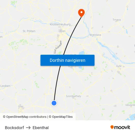 Bocksdorf to Ebenthal map