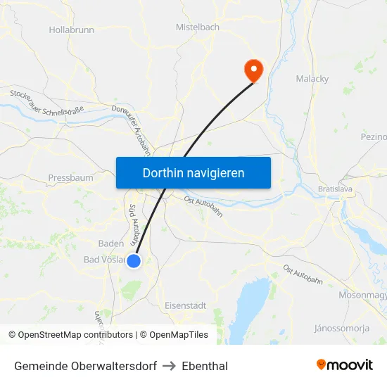 Gemeinde Oberwaltersdorf to Ebenthal map