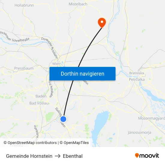 Gemeinde Hornstein to Ebenthal map