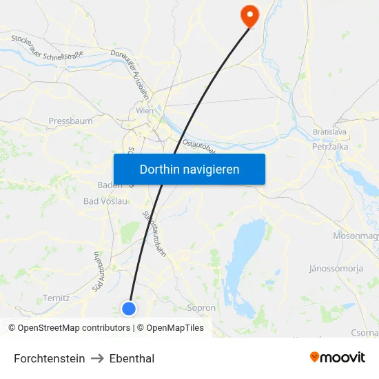 Forchtenstein to Ebenthal map