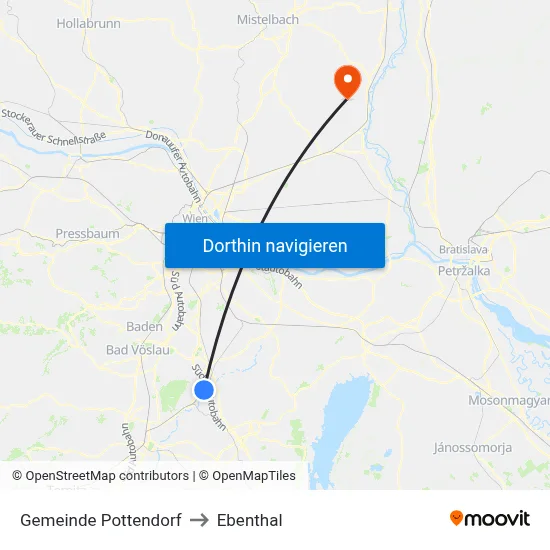 Gemeinde Pottendorf to Ebenthal map