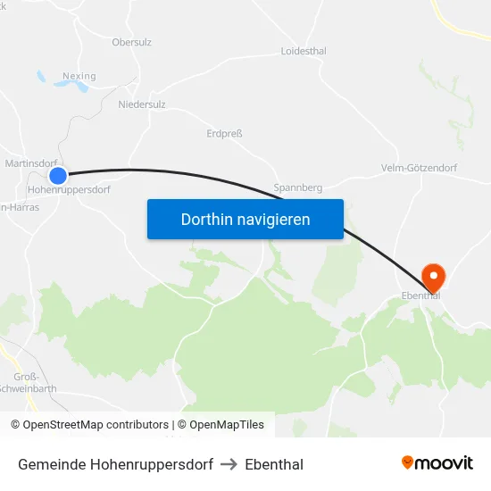 Gemeinde Hohenruppersdorf to Ebenthal map
